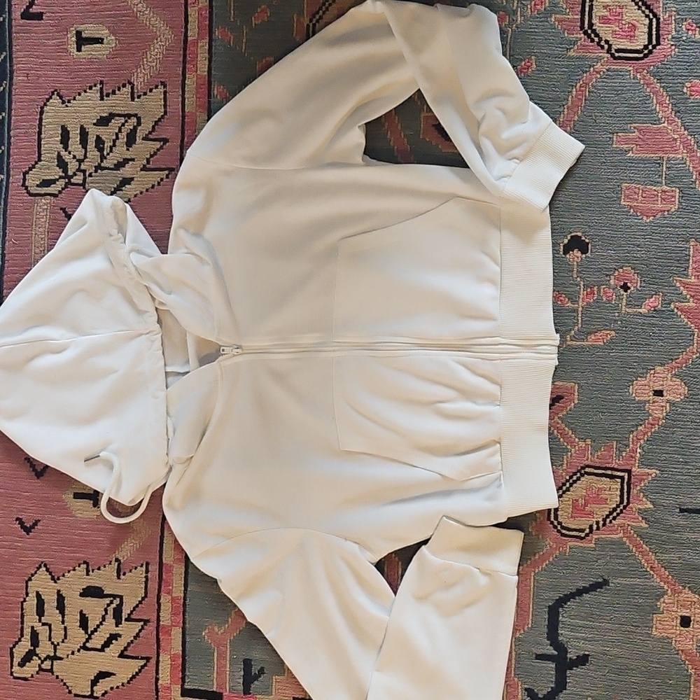 Milanpavilion White Cropped Hoodie Size M - Picture 3 of 6